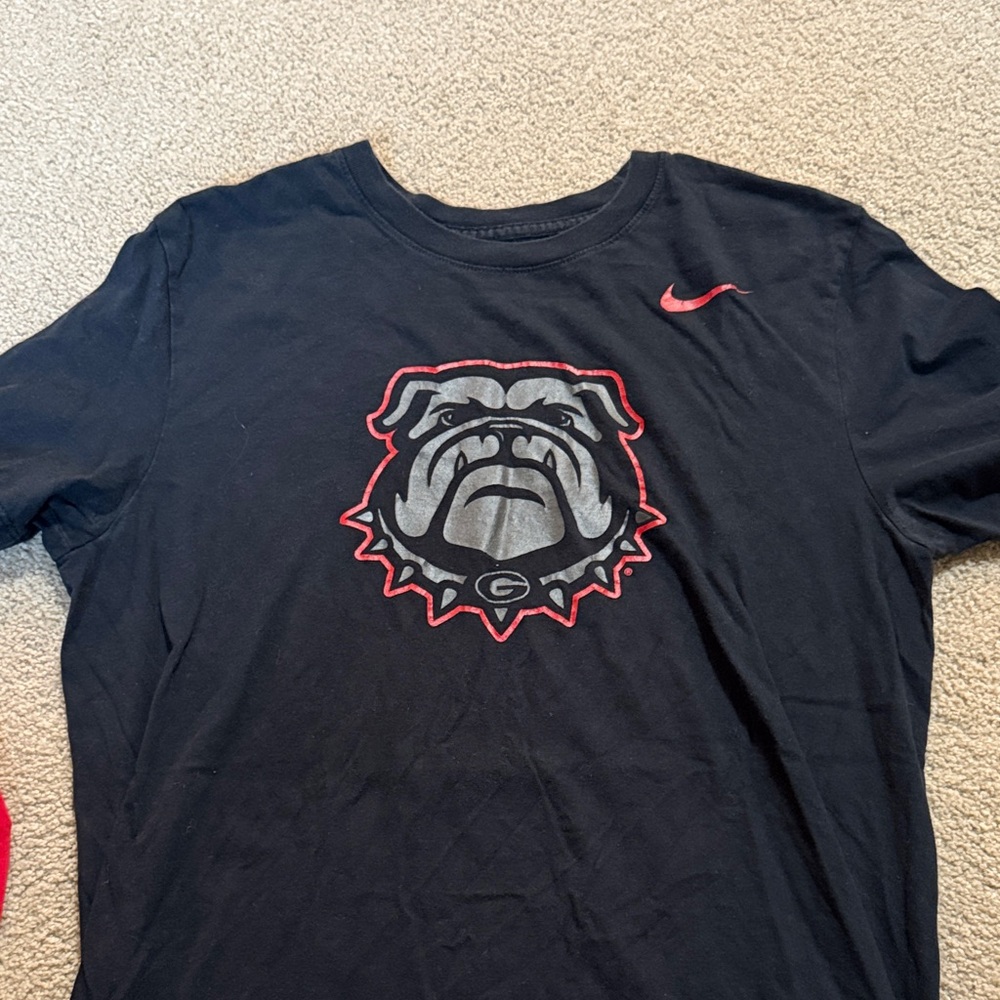 Nike Black Tee with Bulldog and Red Accents